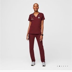 Figs scrubs set in burgundy